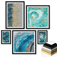 WANDBILDER 5er-Set - 50x50 cm & 20x30 cm & 40x60 cm Schwarzer Rahmen - Wilde Landschaften, Berge, Hirsche - Schwarz, Kunststoff (40/60cm) - ArtPrintCave