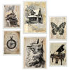 POSTER Set Mit 6 Vintage Lebens A3 & A4 Weißer Rahmen - Weiß, Papier (29/3cm) - Nacnic