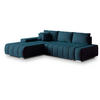 ECKSOFA ALESE L-S Blau Velours-Stoff mit Schlaffunktion - Blau, Holz (265/185cm) - MASSENO