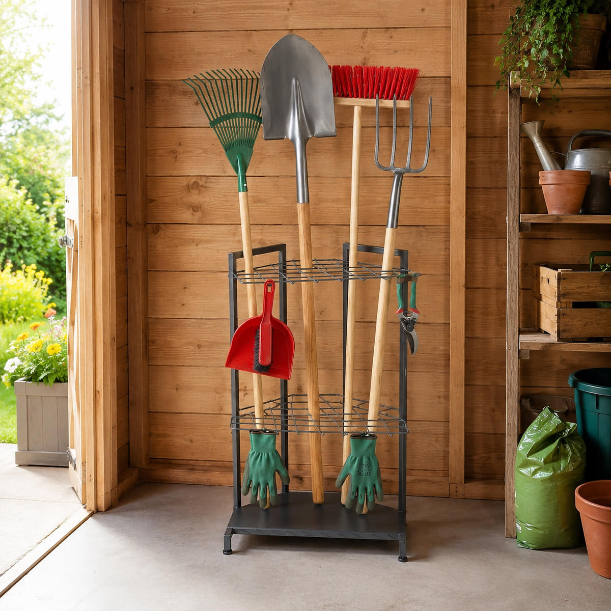 REDSKAPSSTÄLL Antracit stål för 34 verktyg - Antracit, Metall (43/66/32cm) - Relaxdays