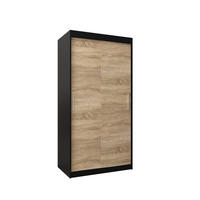 SCHWEBETÜRENSCHRANK 200/100/62 2-türig - Silberfarben/Schwarz, Holz/Kunststoff (100/200/62cm) - Abiks Möbel