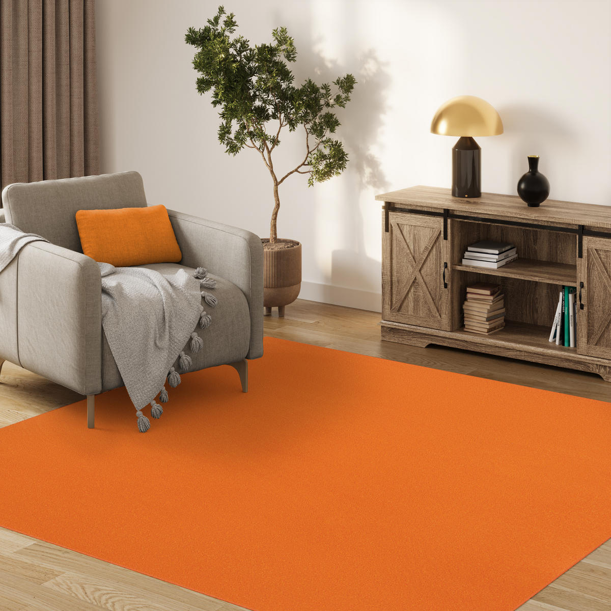 TEPPICH MONO SQUARE Orange 200/200 cm - Orange, Kunststoff (200/200cm) - Tapiso