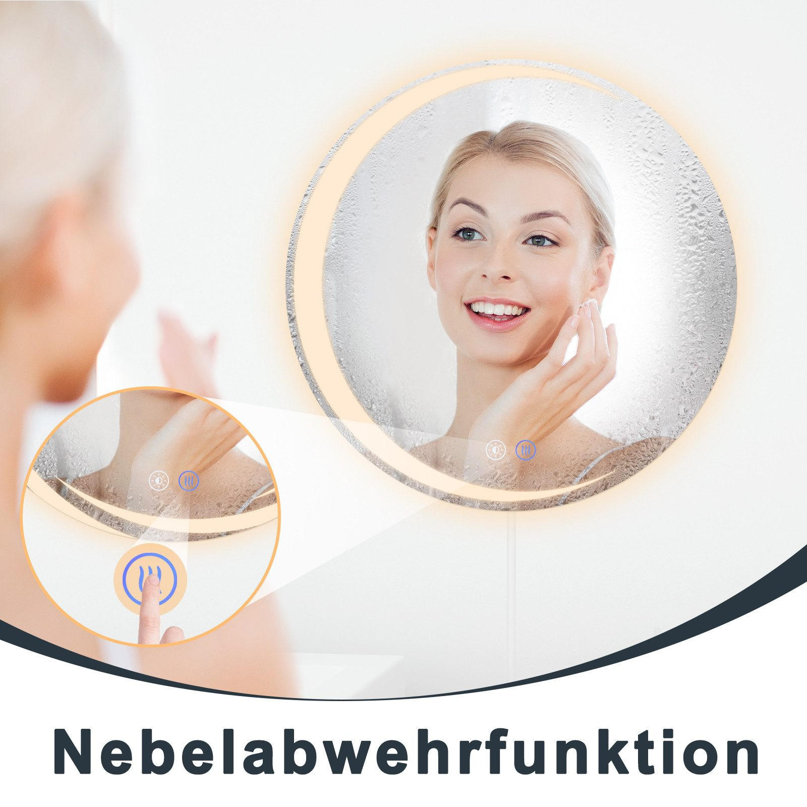 Thumbnail - Nettlife Badezimmerspiegel, Weiß, Glas, 50x2.4x50 cm, Badezimmer, Badezimmerspiegel, Badspiegel