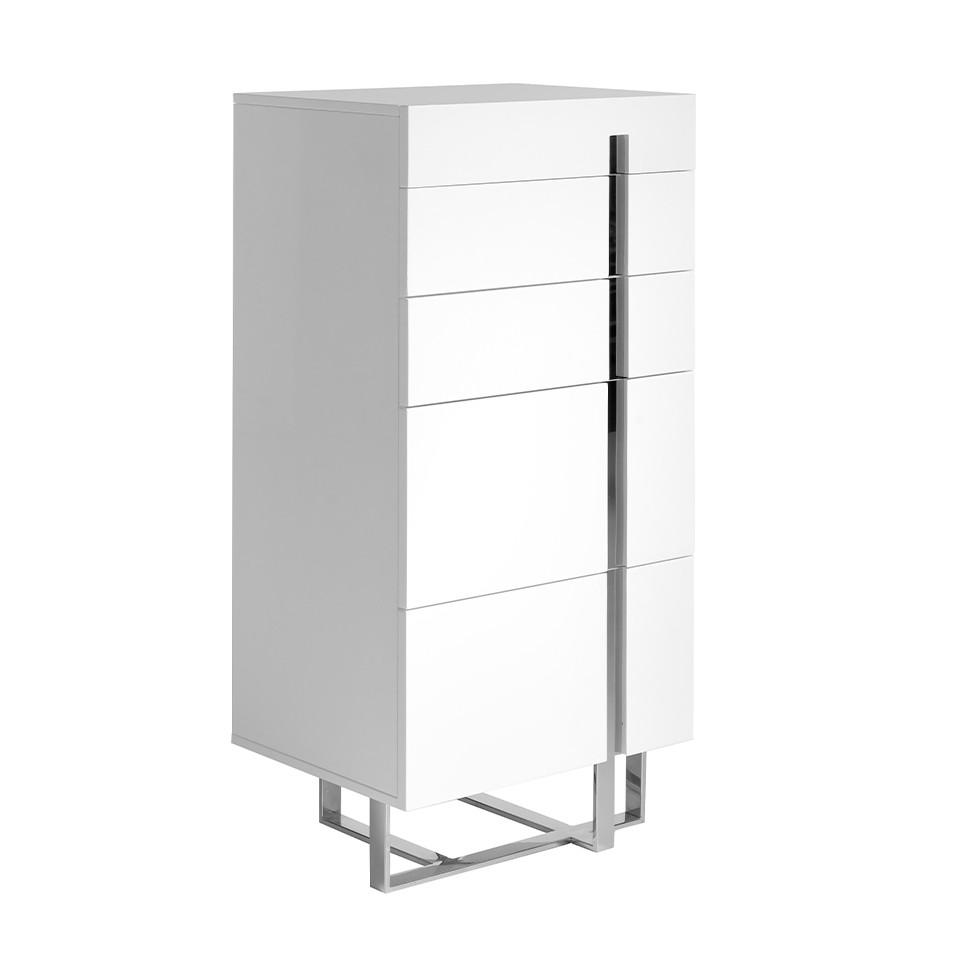 KOMMODE Weiß Stahl 60/45/120 cm - Edelstahlfarben/Weiß, Holz/Metall (60/120/45cm) - ANGEL CERDA