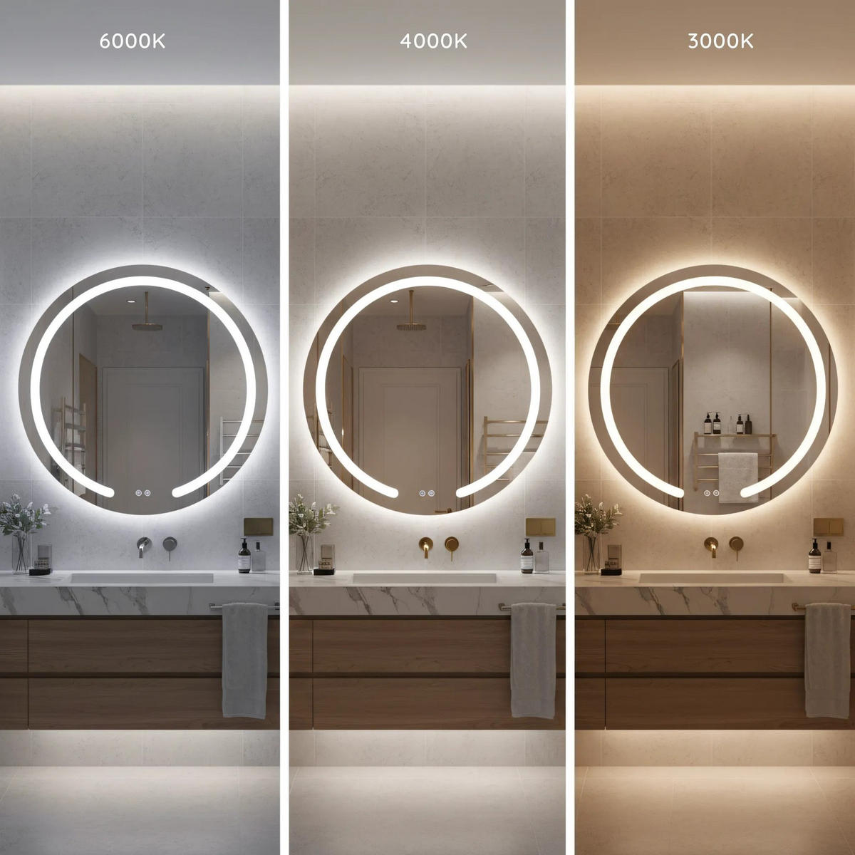 SPIEGEL Rea Led 60cm Modern - Transparent, Glas (60/60/2.5cm) - REA