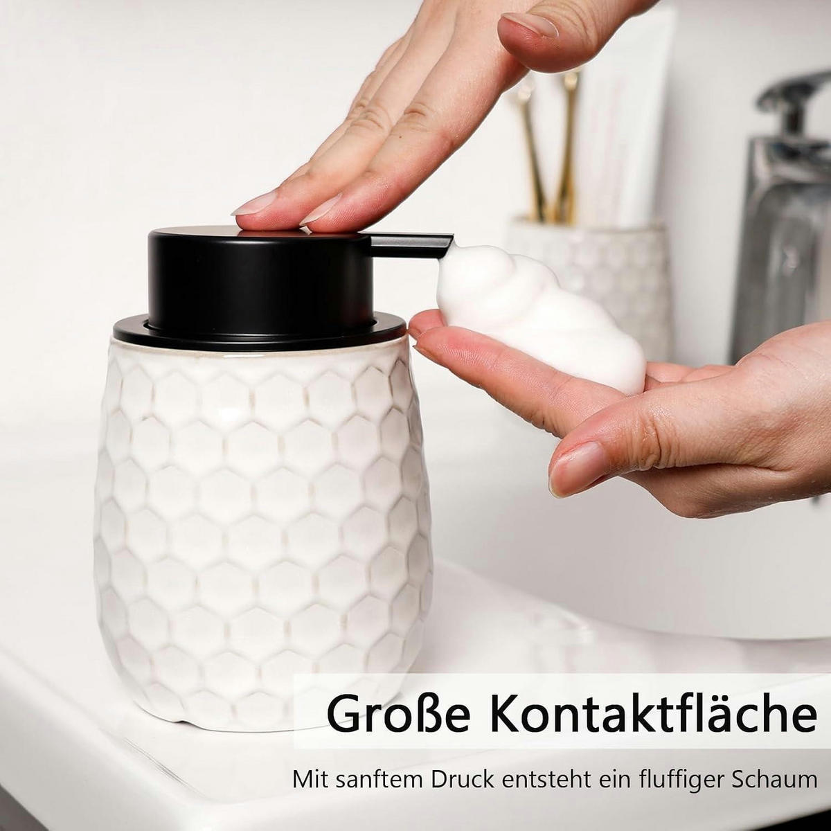 SEIFENSPENDER Keramik Beige 400ml - Beige, Keramik (9/13/9cm)