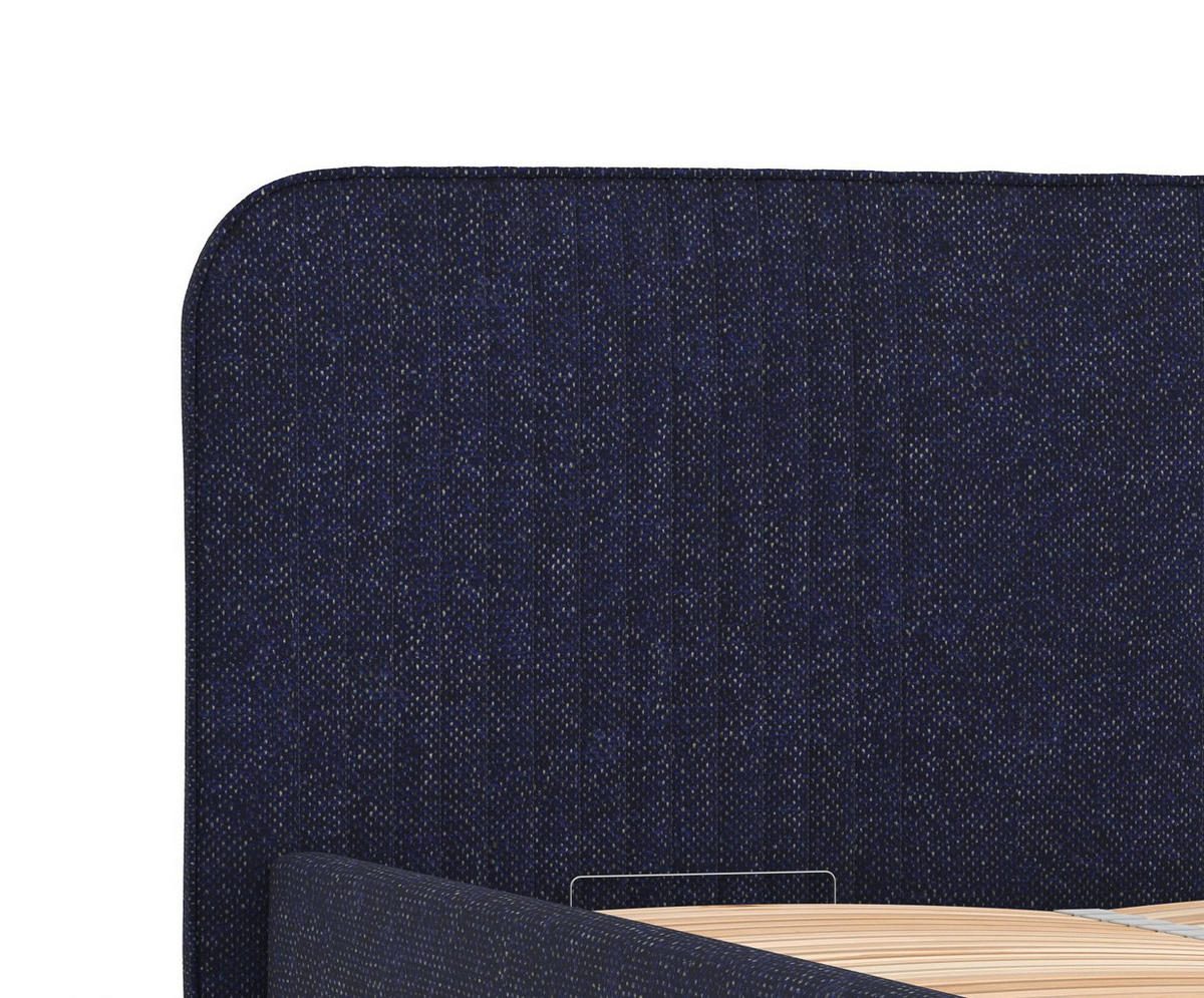 POLSTERBETT Livy Marineblau 160/200 cm im Chenille-Stoff - Naturfarben/Dunkelblau, Holz/Holzwerkstoff (160/200cm) - Maison de Reve