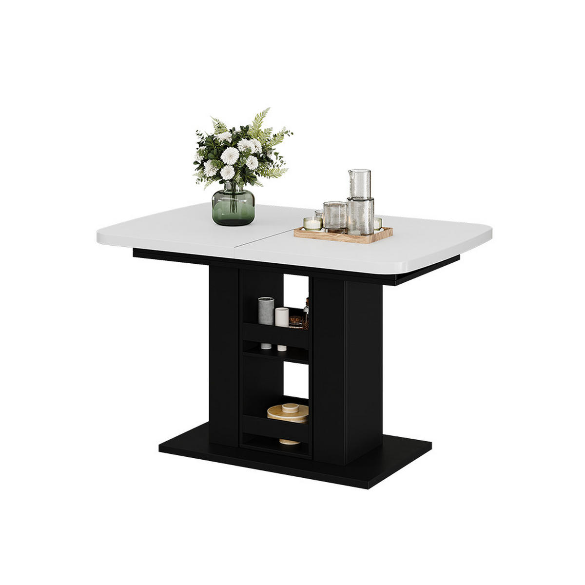 ESSTISCH Fenaro Weiß/Schwarz 120 x 80 cm - Schwarz/Weiß, Holzwerkstoff (80/120/76cm) - Vicco