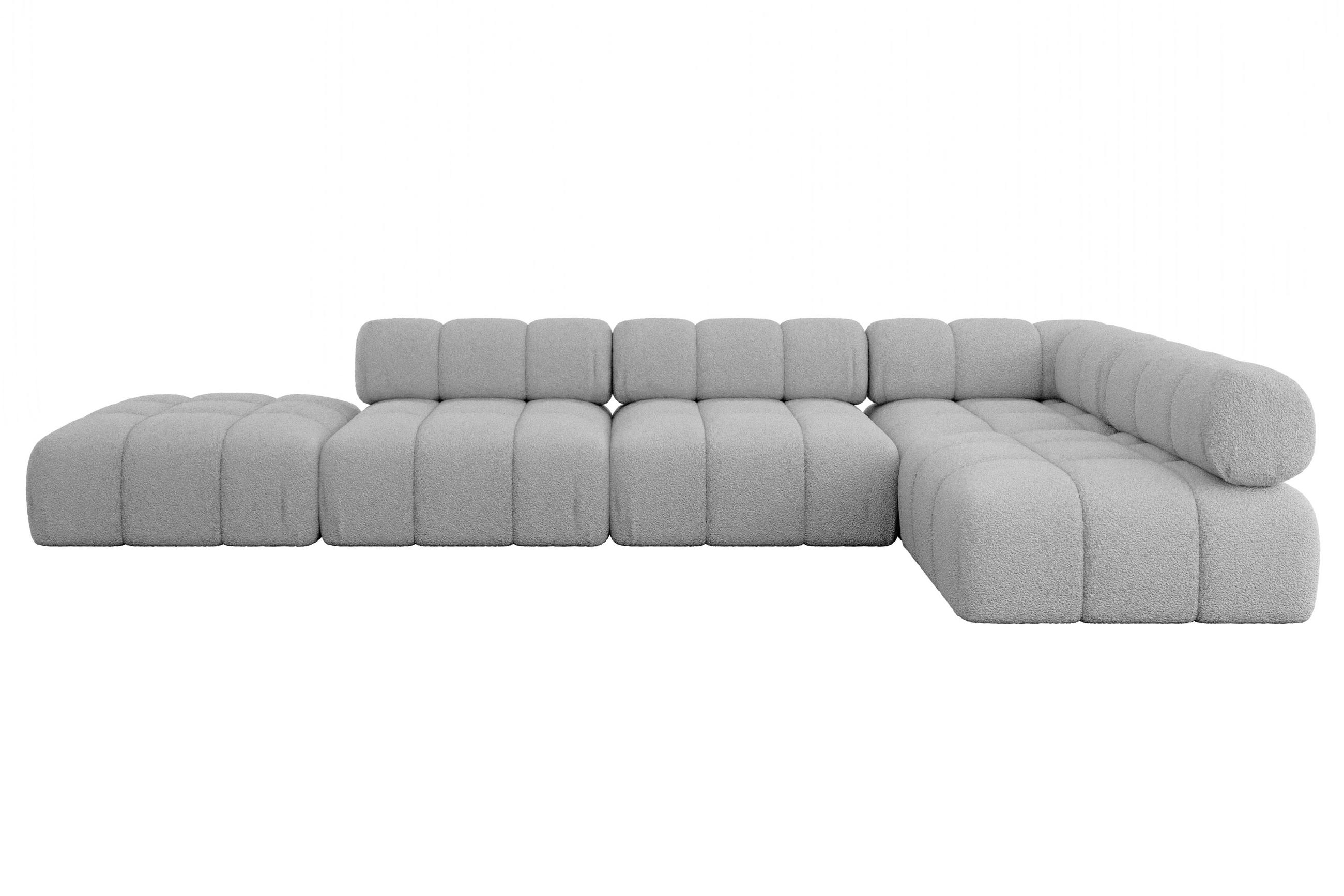 ECKSOFA modulares Sofa Favio-L2 - 380x190x70 cm Hellgrau Bouclé - Hellgrau, Holzwerkstoff/Textil (380/190cm) - ALTDECOR