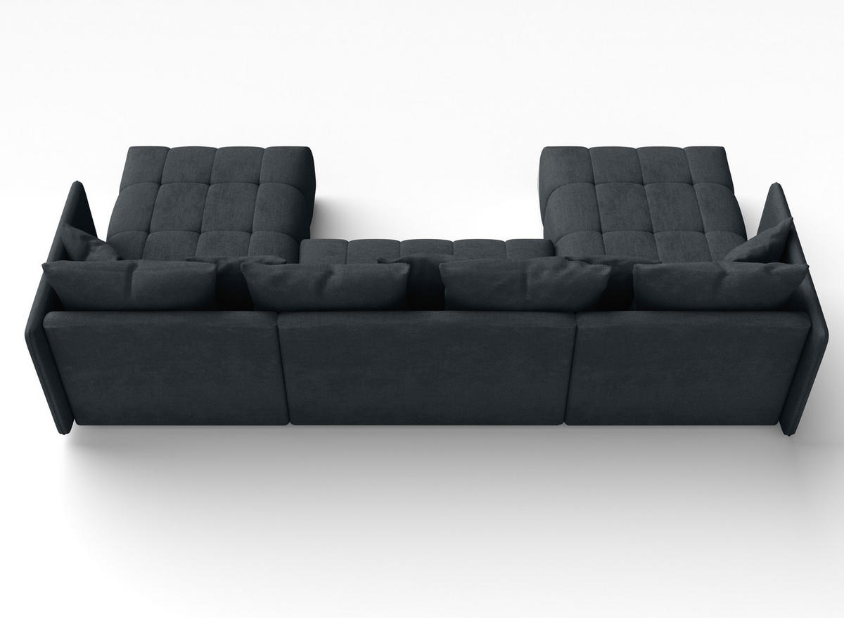 WOHNLANDSCHAFT Mersino Grau 353/180/83 cm – Wohnlandschaft fürs Wohnzimmer - Schwarz/Grau, Kunststoff/Textil (353/83/180cm) - AX Living