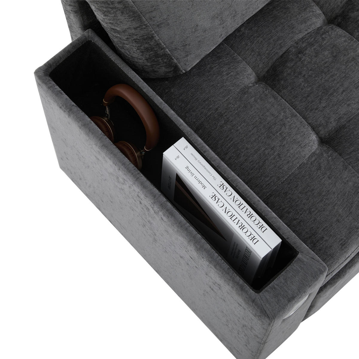 ECKSOFA 209/130/84 cm Dunkelgrau - Dunkelgrau, Textil (130/209cm)