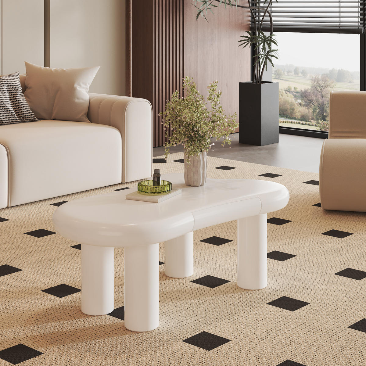 COUCHTISCH Wolkenform LED 16 Farben weiß - Weiß, Holz (65.5/98/40cm) - LEBENLANG