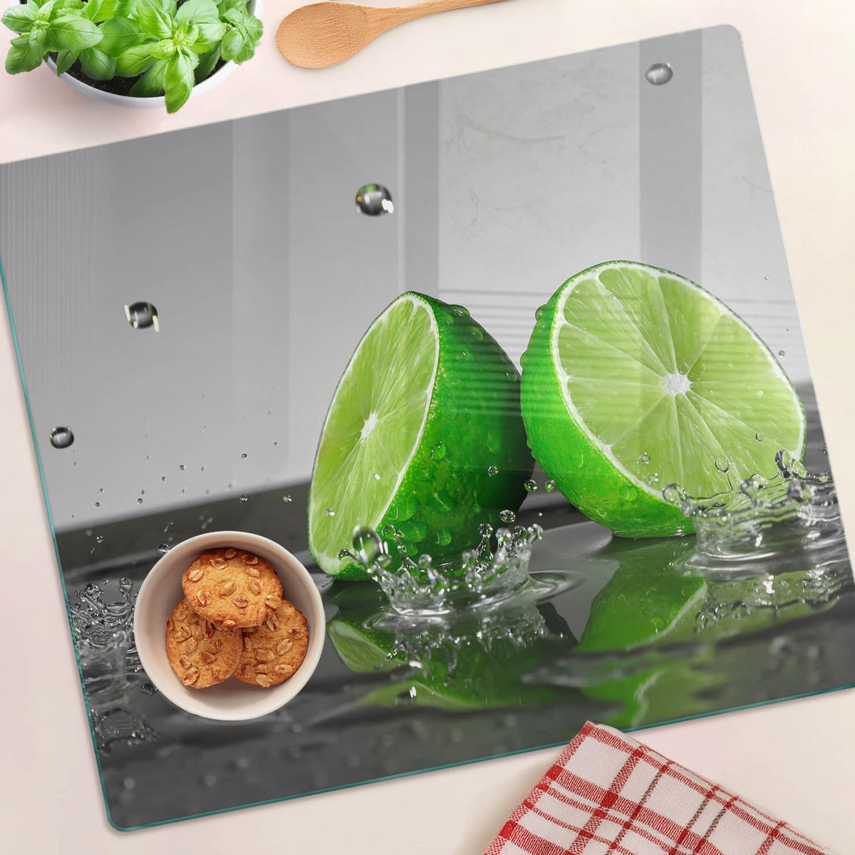 GLASPLATTE 60x52 cm Kalk im Wasser - Grün, Glas (60/0.4/52cm) - TULUP