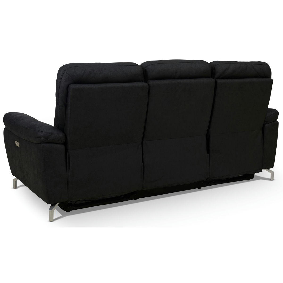 DREISITZER-SOFA Mikrofaser Schwarz - Schwarz, Leder/Metall (222/101/96cm) - Furnhouse
