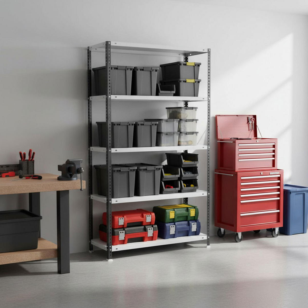 SCHRAUBREGAL PANDA TALL | HxBxT 200x110x30cm | 5 Fachböden | Fachlast 90kg | Anthrazit-Weiß - Anthrazit, Metall (110/200/30cm) - PROREGAL