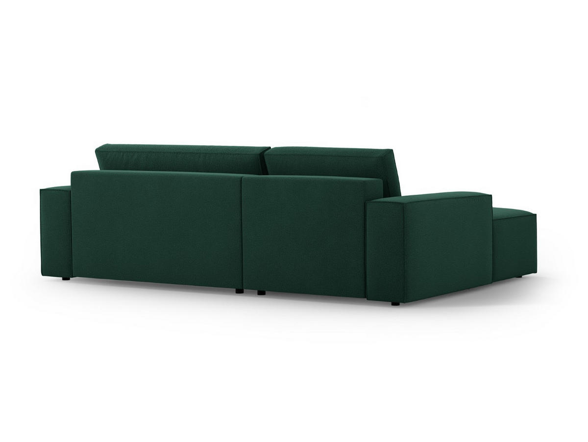 AUSKLAPPBARES-ECKSOFA links mit Container Jodie aus strukturiertem Stoff grün 3 Sitzplätze - Grün, Textil (246/151cm) - Micadoni