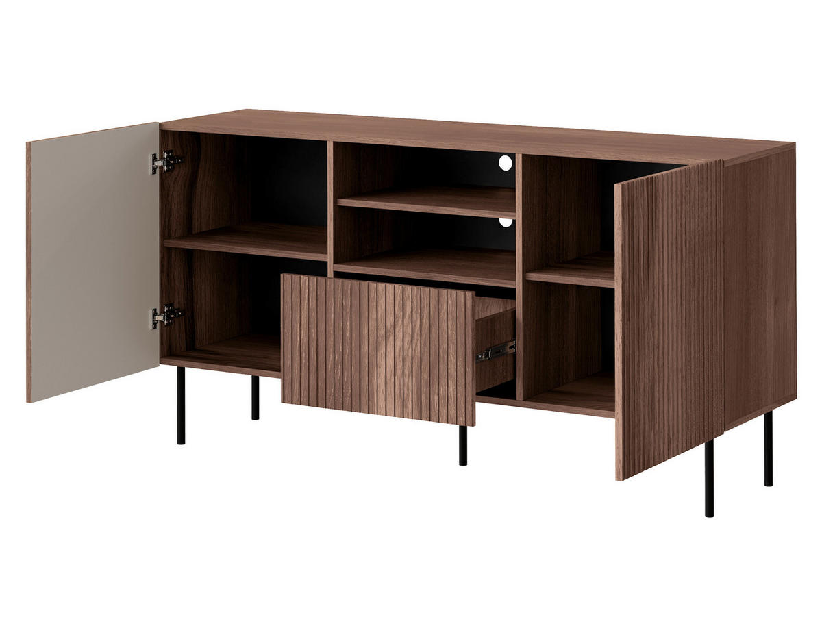 KOMMODE Tacos 150 2D1S - Schwarz/Braun, Holzwerkstoff/Metall (151/81/42cm) - MIRJAN24