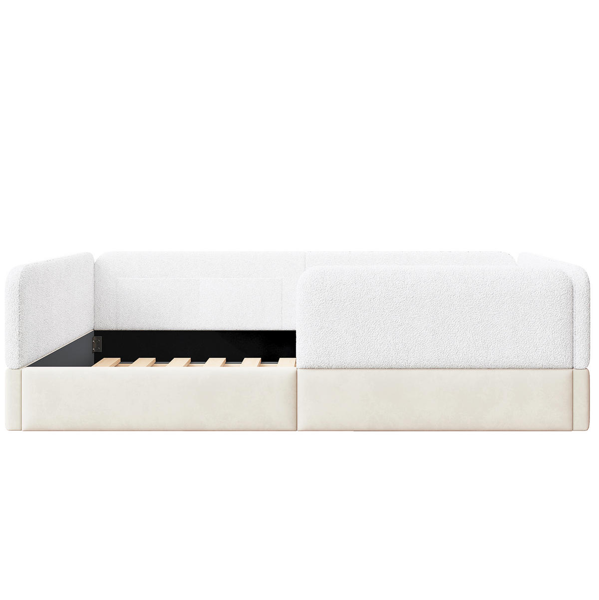 POLSTERBETT 90/200 cm weiß aus MDF, Samt und PU mit Schutzgitter - Weiß, Holzwerkstoff (90/200cm) - OKWISH