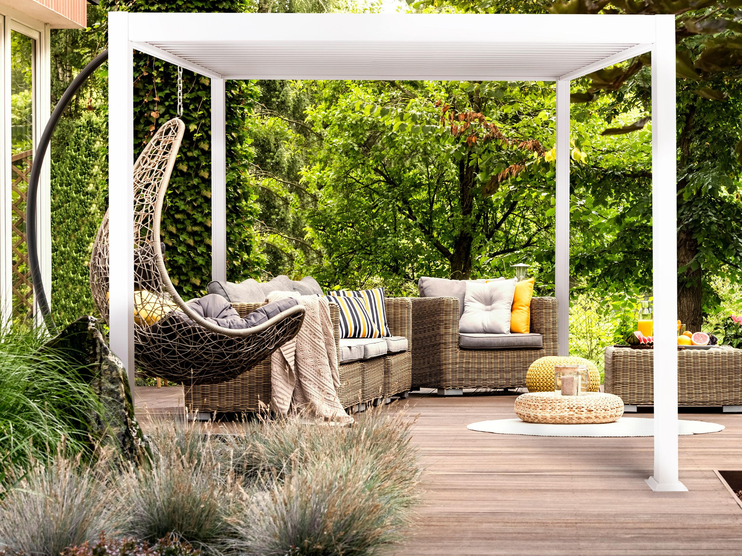 GARTEN-PERGOLA Weiß Forno II - Weiß, Metall (310/250/310cm) - Beliani