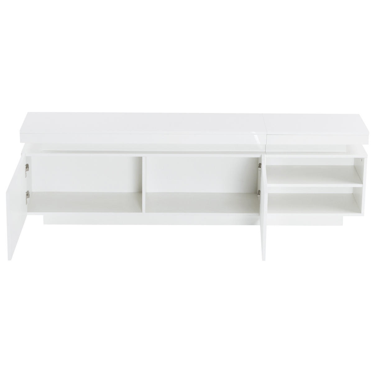 TV-SCHRANK 170/35/50 cm weiß Hochglanz mit LED-Beleuchtung für TVs bis 70 Zoll - Weiß, Holzwerkstoff (170/50/35cm) - OKWISH