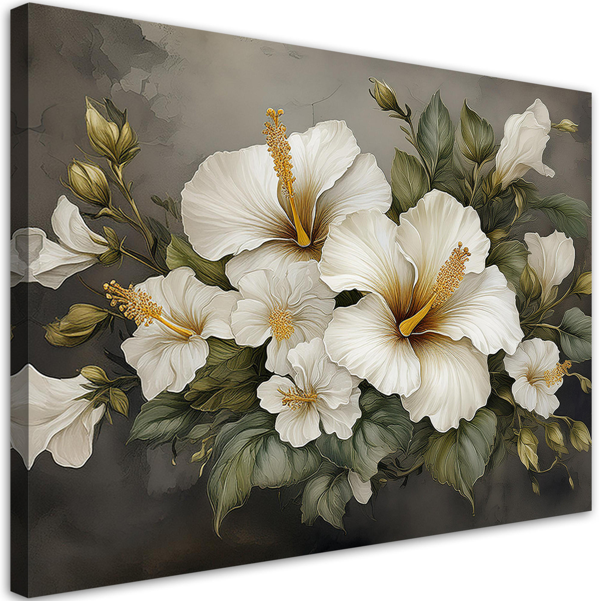 WANDBILD hibiskus blume weiß - Weiß, Textil (60/40cm) - Feeby