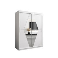 SCHWEBETÜRENSCHRANK 200/150/62 2-türig - Silberfarben/Weiß, Holz/Kunststoff (150/200/62cm) - MÖBEL KRYSPOL