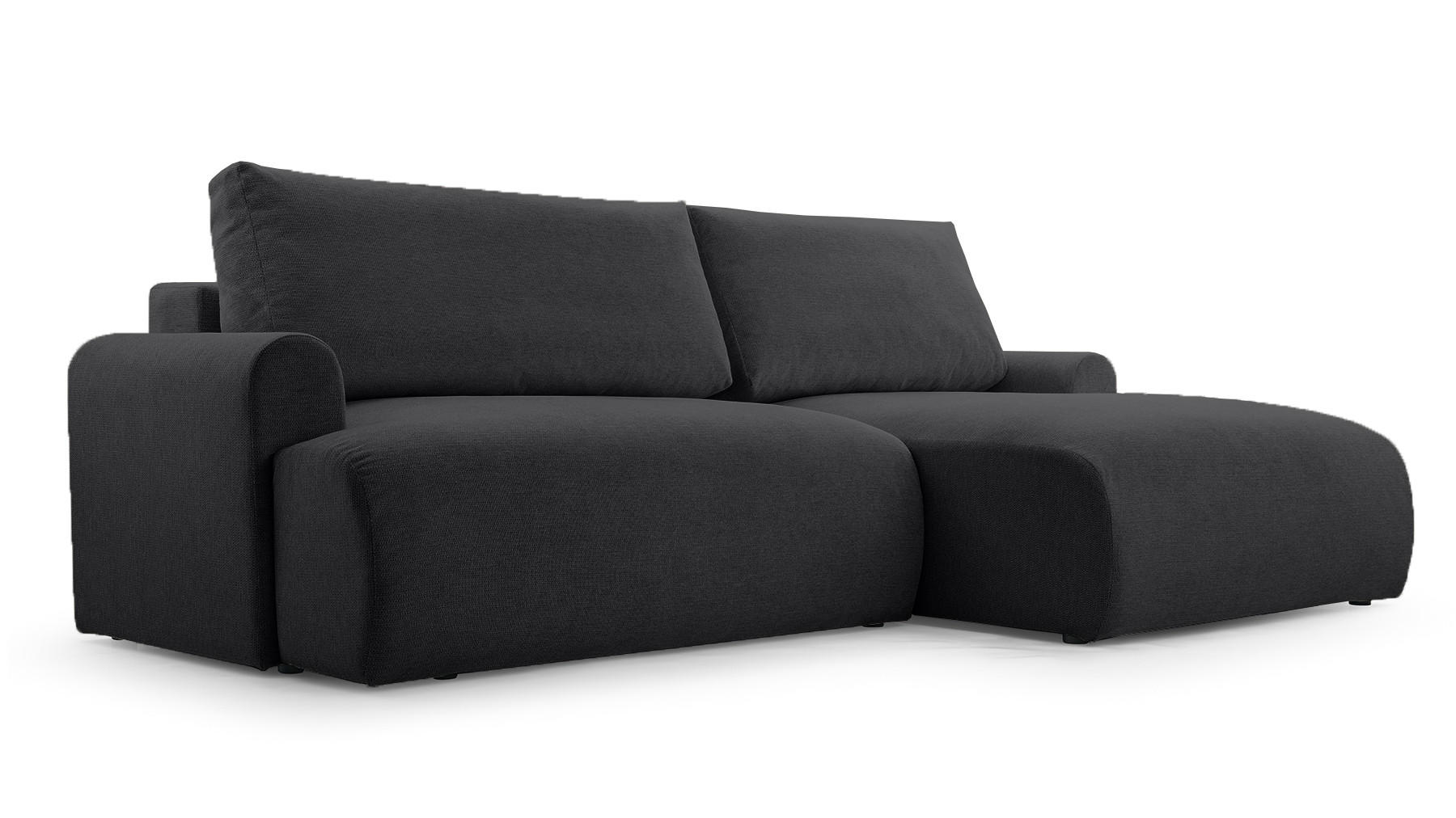 ECKSOFA mit Schlaffunktion Bordon, Schwarz - Schwarz, Textil (150/260cm) - Fedve