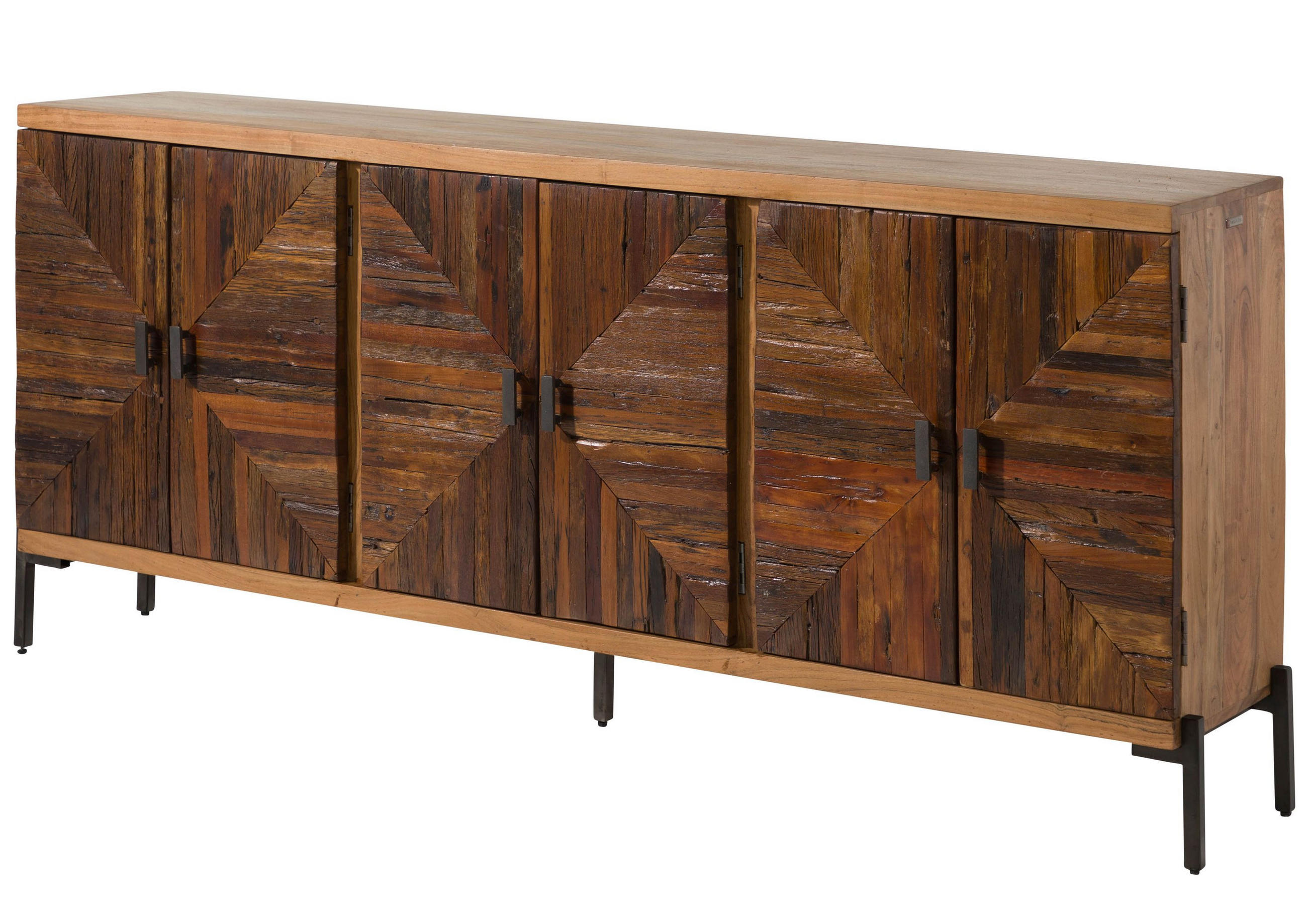 SIDEBOARD Altholz 206x40x93 natur lackiert LYON #111 - Braun, Holz (206/93/40cm) - Massivmoebel24