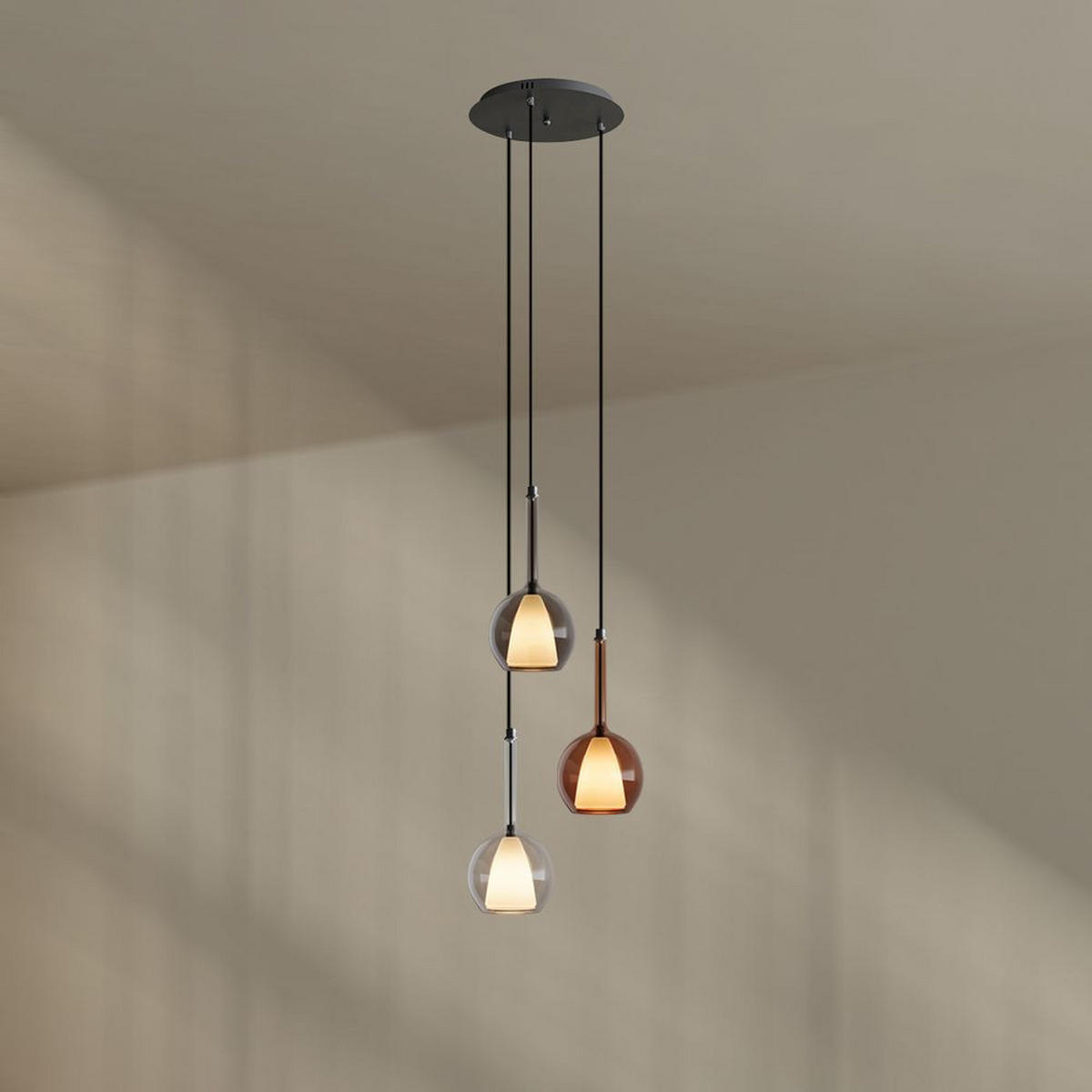 GALERIELEUCHTE Belluna 3-flammig Mehrfarbig Ø 14cm - Multicolor, Glas (14/14/35cm) - s.luce