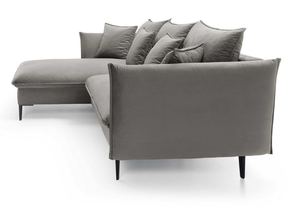 ECKSOFA Flavio mit Schlaffunktion, Bettkasten 260 cm, Links, Dunkelgrau - Dunkelgrau, Holz (258/167cm) - Emporius