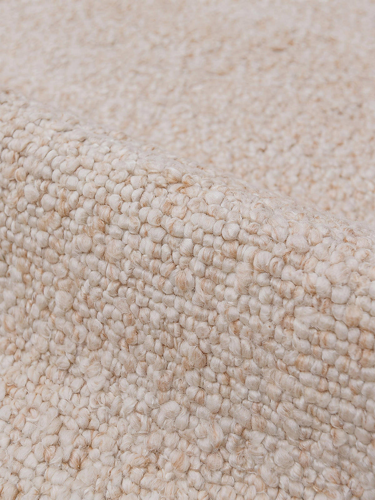 KURZFLORTEPPICH handgewebt GLAVEN, Bouclé-Struktur, Creme, 120 x 170 cm - Beige, Textil (120/170cm) - KADIMA DESIGN