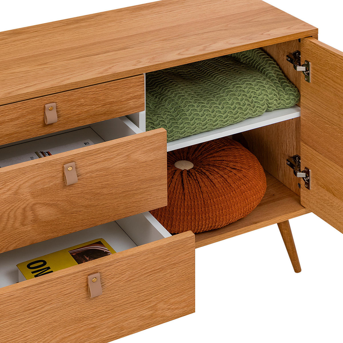 SIDEBOARD - Echtholzfurnier Eiche - Braun, Holzwerkstoff (150/75/40cm) - home24