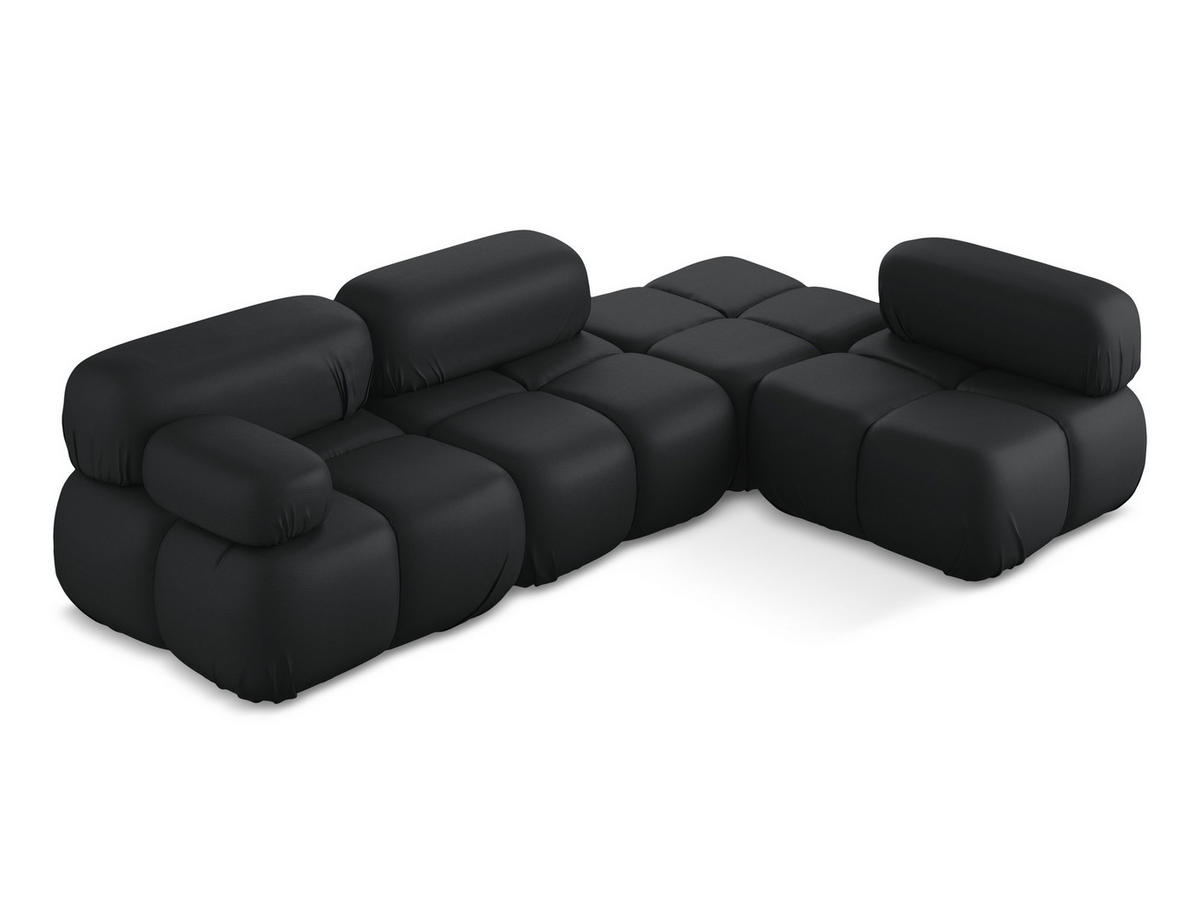 ECKSOFA Rechts Kunstleder Schwarz - Schwarz/Grau, Leder/Kunststoff (285/190cm) - Makamii