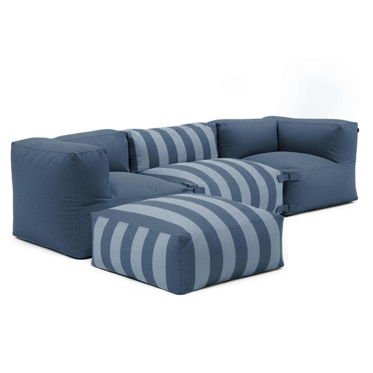 GARTENSOFA mit 4 Sitzplätzen, Pazifikblau - Blau, Textil (85/65/255cm) - Oviala