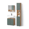 BADMÖBEL-SET Ronco Grün/Goldkraft Eiche 3 Teile, mit Hochschrank - Eiche Wotan/Grün, Holzwerkstoff (60/59/30cm) - Livinity®