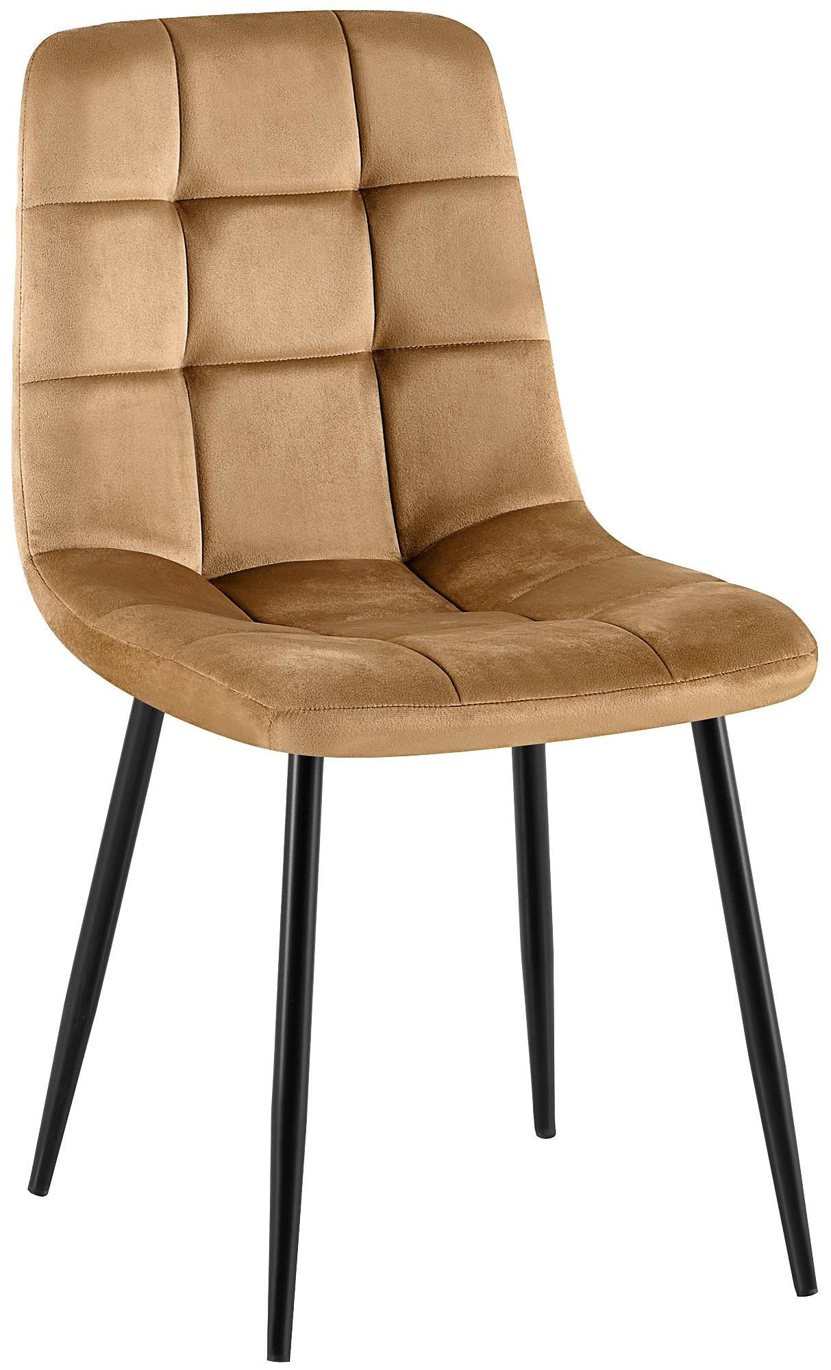 STUHL Samt Taupe - Taupe/Schwarz, Textil (45/84/55cm) - CLP