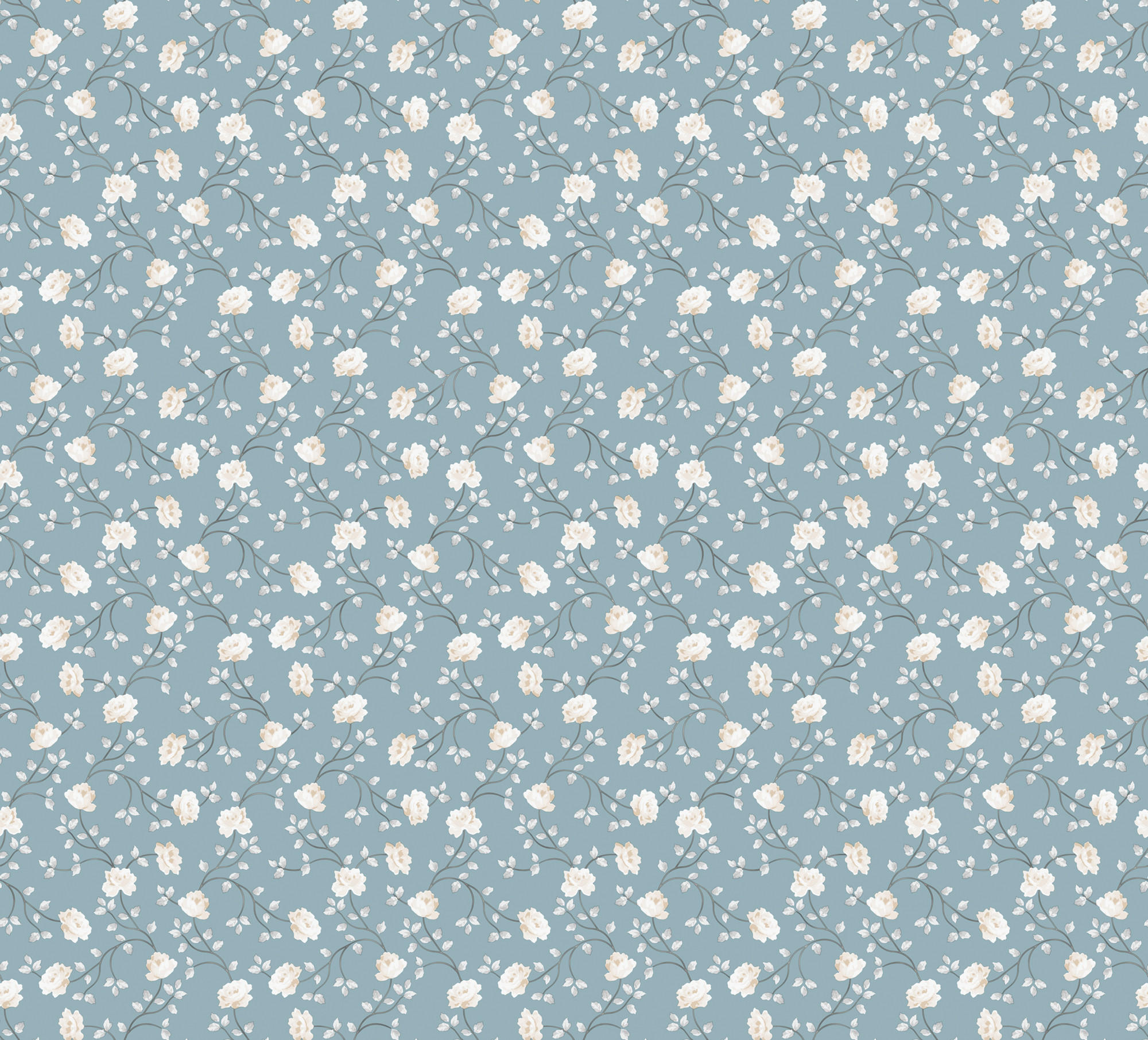 TAPETE Blumen 53 cm x 10 m - Blau, Papier (53/0.1cm) - Sanders & Sanders