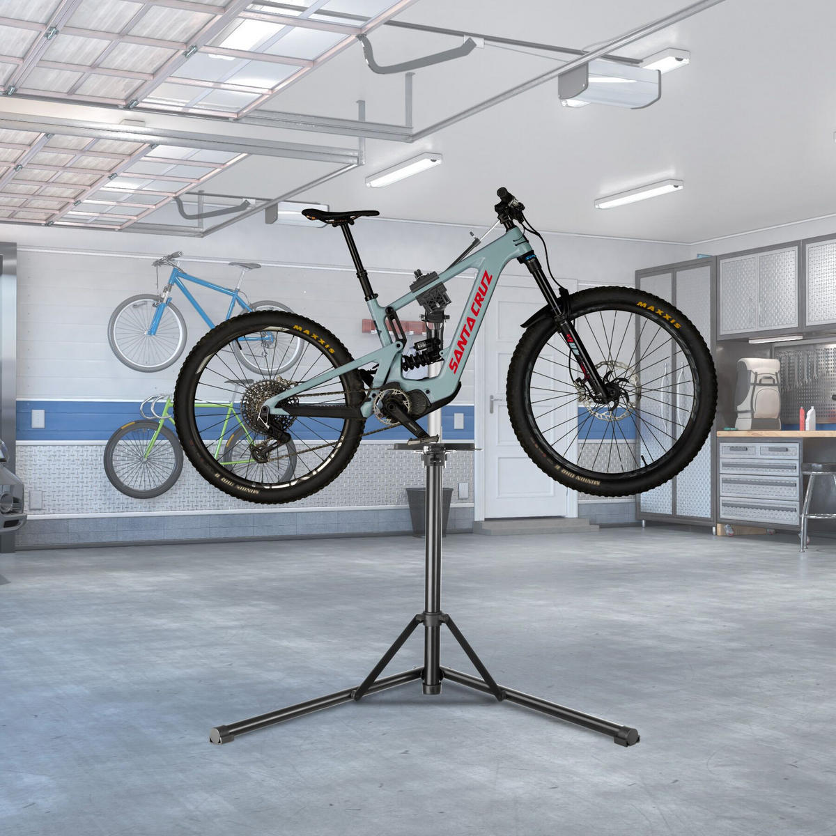 FAHRRADMONTAGESTÄNDER Jan,inklusive Vorderrad-Stabilisator,grau/schwarz - Schwarz/Grau, Textil (81/169cm) - tectake