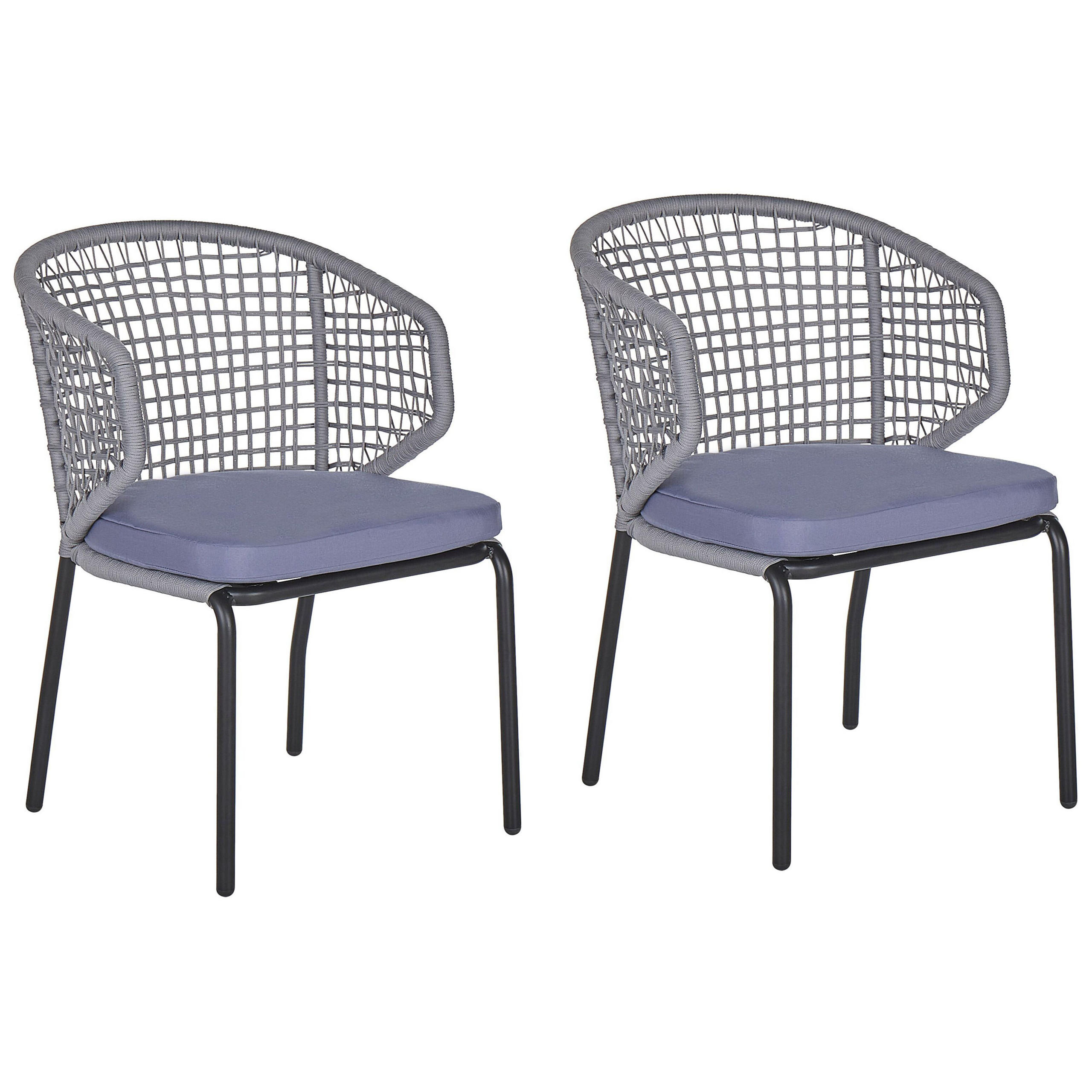 GARTENSTUHL 2er-Set Aluminium schwarz/grau Palmi - Schwarz/Grau, Metall (50/81/50cm) - Beliani
