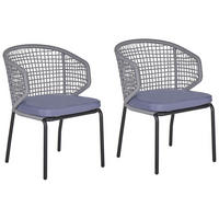 GARTENSTUHL 2er-Set Aluminium schwarz/grau Palmi - Schwarz/Grau, Metall (50/81/50cm) - Beliani