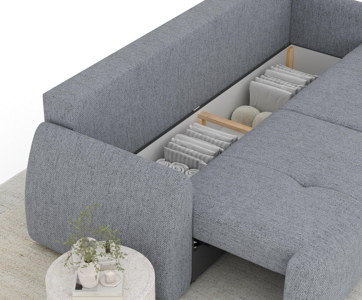 SCHLAFSOFA Loca Grau Webstoff - Schwarz/Grau, Holz/Holzwerkstoff (248/92/103cm) - Maison de Reve