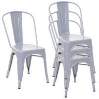 STUHL METALL Grau 4er-Set - Grau, Metall (45/87/43cm) - MCW