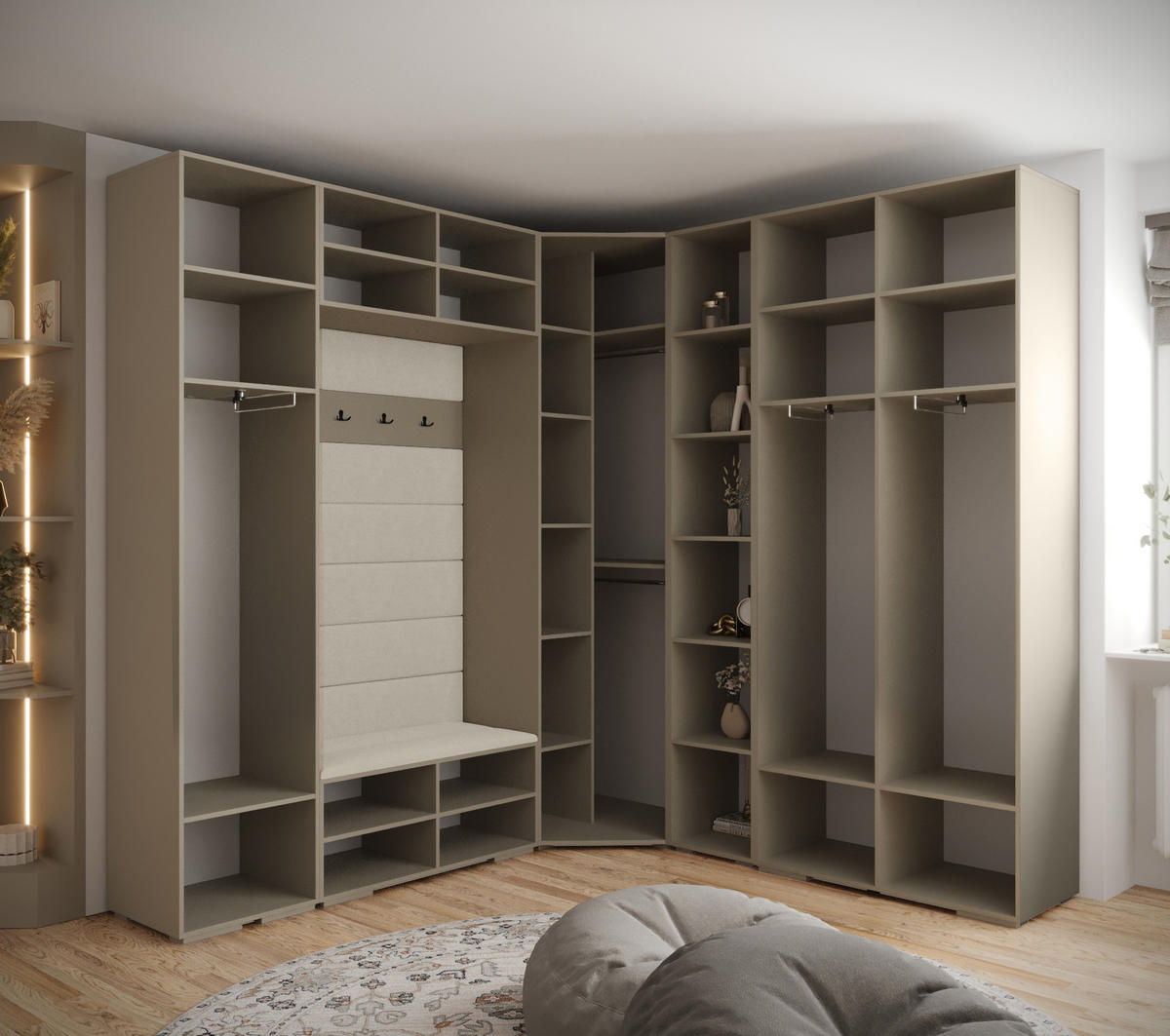 GARDEROBEN-SET 236,7/231,7/47 - Kaschmir/Schwarz, Holz/Kunststoff (181.7/236.7/47cm) - Abiks Möbel