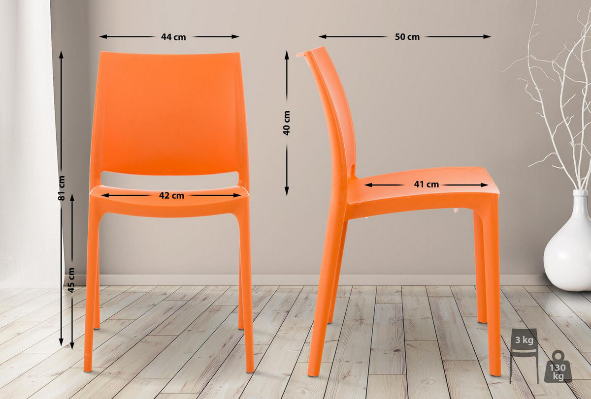 GARTENSTUHL Kunststoff orange - Orange, Kunststoff (44/81/50cm) - CLP