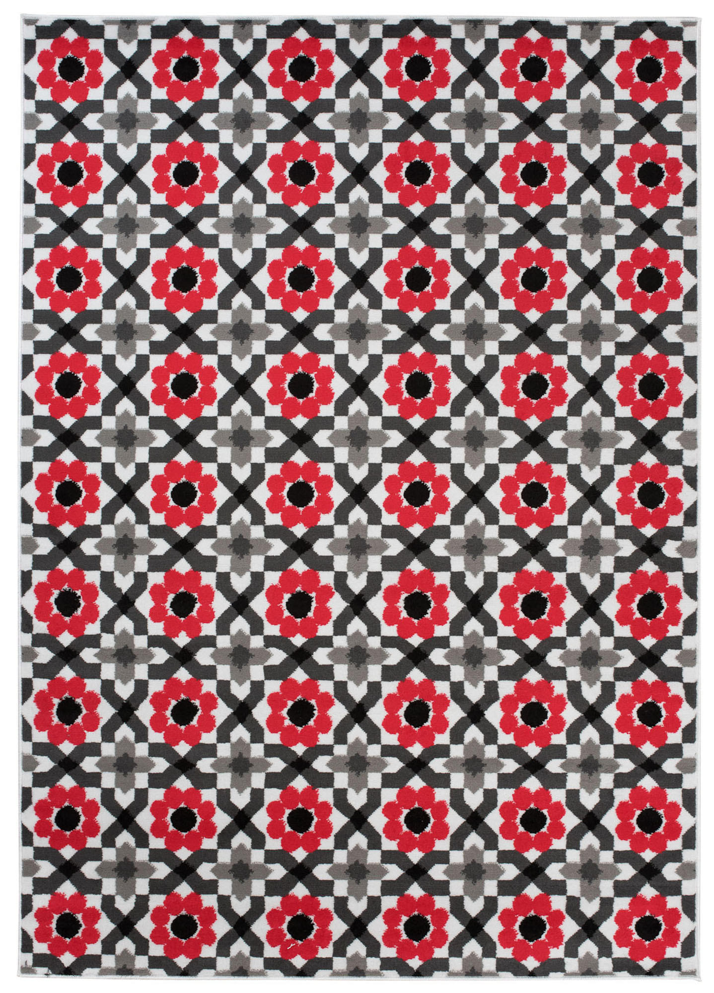 TEPPICH MAYA Rot Floral Mosaik Geometrisch 200/200 cm - Rot, Textil (200/200cm) - Tapiso