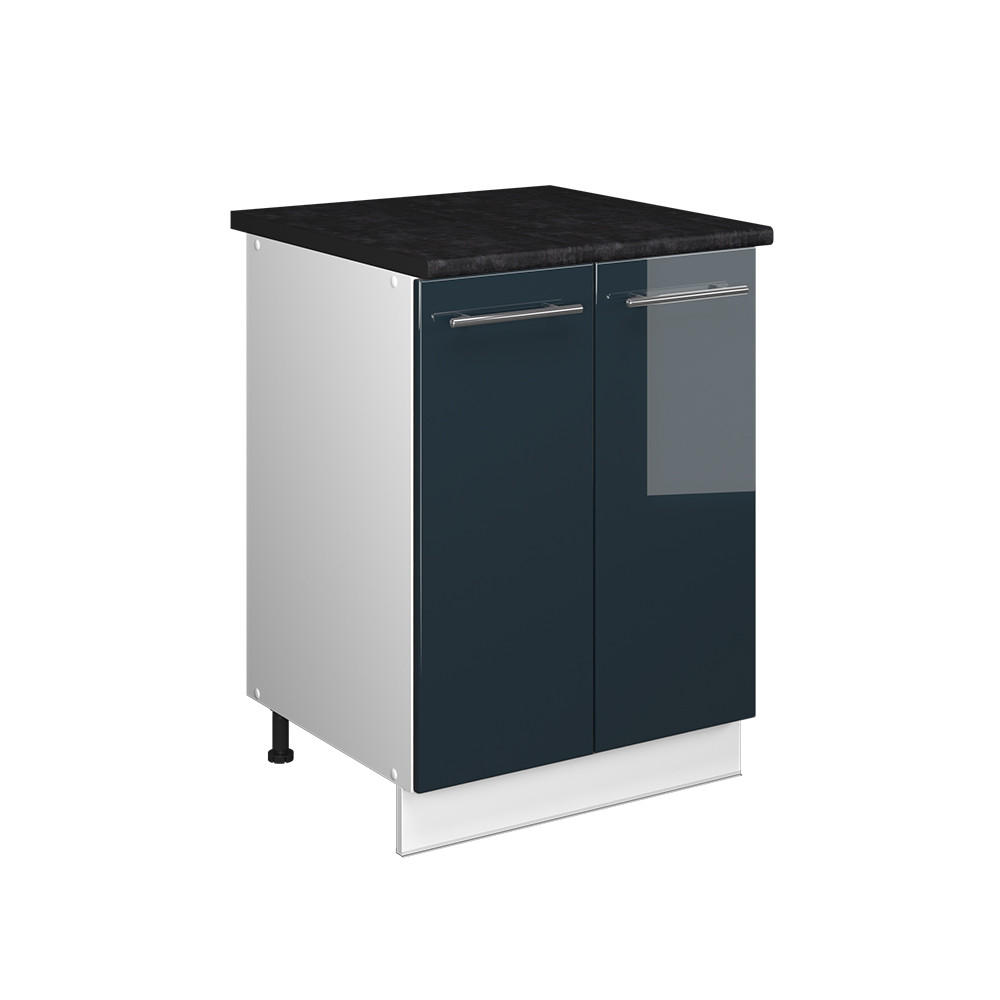 SPÜLENUNTERSCHRANK Fame-Line, Dunkelblau Hochglanz/Weiß, 60 cm - Weiß/Dunkelblau, Holzwerkstoff (60/82/60cm) - Vicco