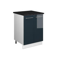 SPÜLENUNTERSCHRANK Fame-Line, Dunkelblau Hochglanz/Weiß, 60 cm - Weiß/Dunkelblau, Holzwerkstoff (60/82/60cm) - Vicco