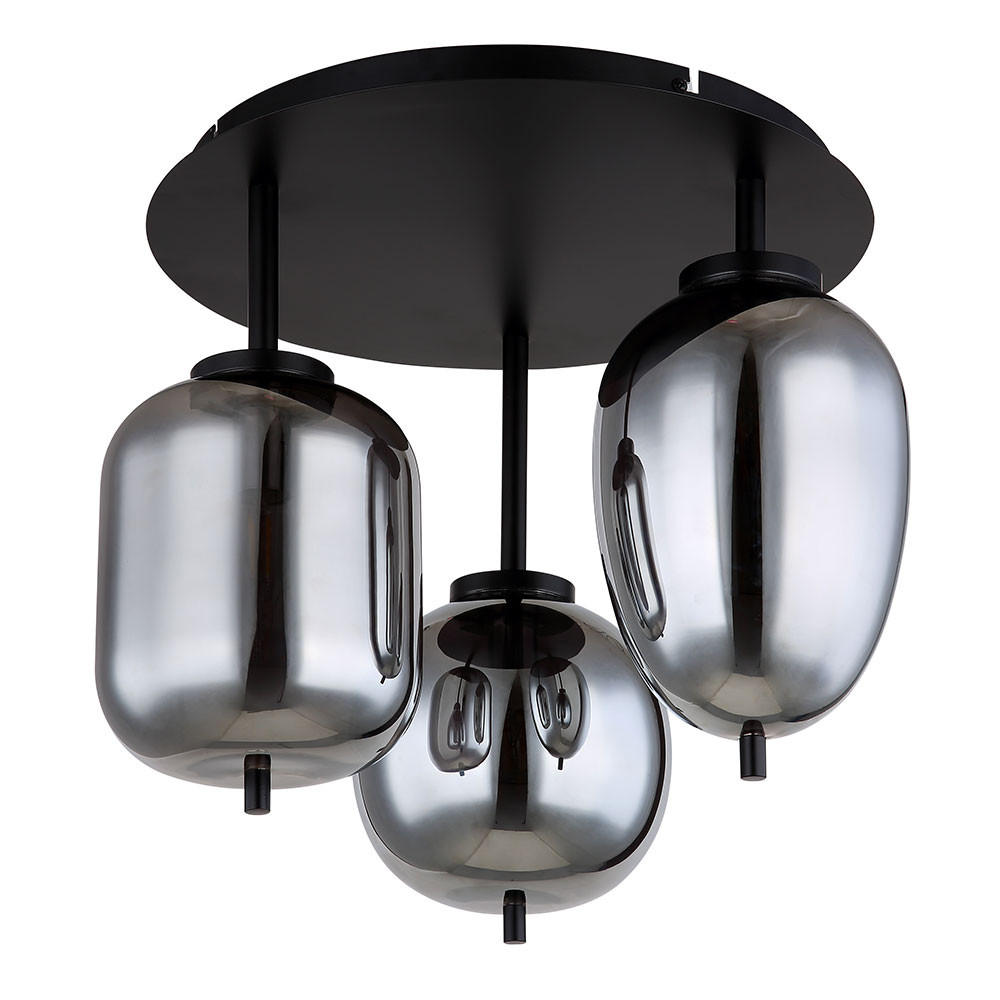 LED DECKENLEUCHTE Metall Schwarz - Schwarz, Glas (46/46/36cm) - Globo Lighting