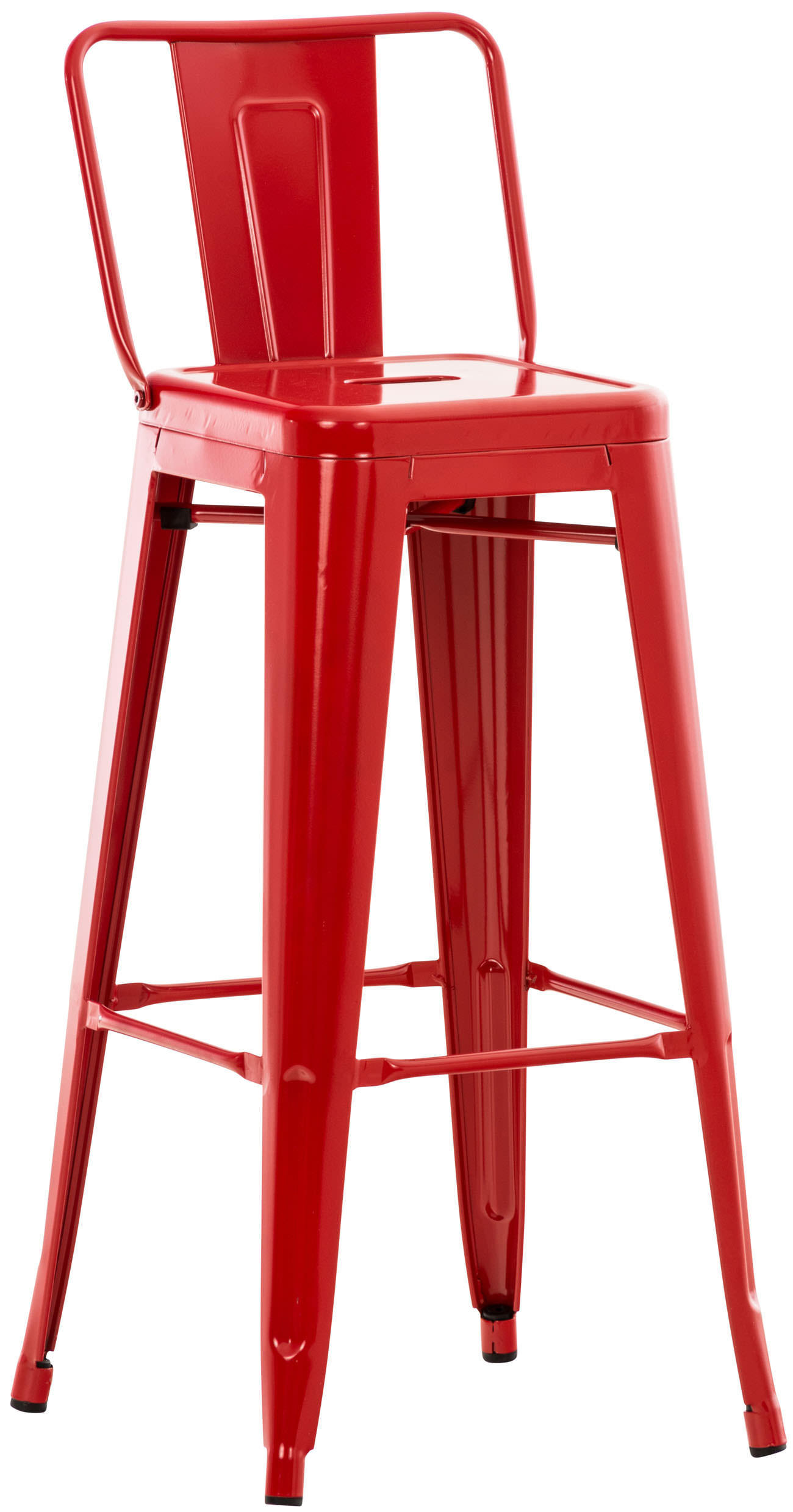 BARHOCKER Metall rot - Eukalyptusholzfarben/Rot, Metall (44/96/43cm) - CLP