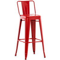 BARHOCKER Metall rot - Eukalyptusholzfarben/Rot, Metall (44/96/43cm) - CLP
